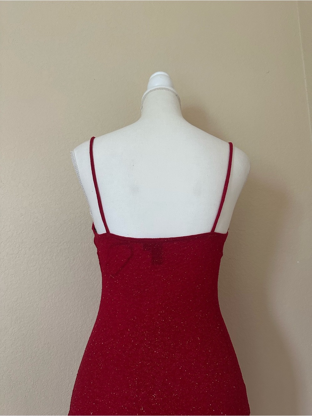 Red Sparkle Mini Dress Bodycon Glitter M Party Cocktail Night Out Evening Club - Picture 7 of 11